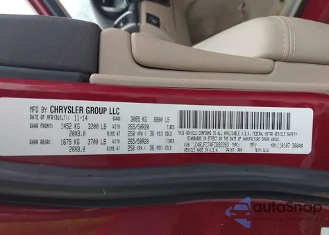 2015 Jeep Grand Cherokee Overland из США, поврежденный, VIN 1C4RJFCT4FC692283